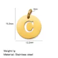 Stainless Steel Gold Color Letter C Pendant DIY Jewelry Accessory with Size Details 15mm - Hollow Letter C / Gold