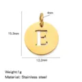 Stainless steel 18K gold letter E round pendant DIY jewelry accessories wholesale. - Hollow Letter E