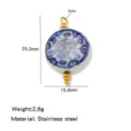Ciondolo in acciaio inossidabile di porcellana blu e bianca stile cinese accessorio DIY - Blu e Bianco (HP0264G14)