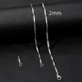 Men's 2mm titanium steel geometric stick chain necklace, sleek silver minimalist hip-hop jewelry. - 2mm Width / Steel / 50cm