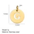 Stainless steel 18k gold plated hollow letter G round pendant DIY jewelry accessory - Hollow Letter G