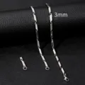 Heren titanstahl 3mm breedte diamant staaf ketting ketting, stijlvolle hip-hop zilveren sieraden. - 3mm Breedte / Staalkleur / 50cm