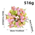 Couronne de fleurs artificielles pivoine printemps porte d'entrée décoration 50cm - Couronne de Pivoines Rose Orange Vert (A-2343)