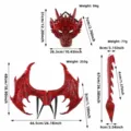 Kids Halloween red dragon costume set with mask wings tail, detailed size and weight specs. - Red Dragon