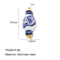 Ciondolo in acciaio inossidabile ceramica stile cinese blu e bianco accessorio di gioielli - Blu e Bianco (HP0264G16)