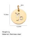 Stainless steel Capricorn zodiac pendant 18k gold finish round cutout jewelry charm - Hollow-out Pendants - Capricorn
