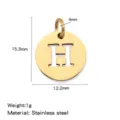 Stainless steel gold letter H round pendant charm for DIY jewelry making and necklace design. - Hollow Letter H