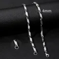 Heren 4mm RVS Ruitvormige Staaflengte Ketting Halsketting Hip Hop Stijl Zilver - 4mm Breedte / Staalkleur / 50cm