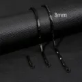 Heren zwarte titanium staal 3mm stick ketting halsketting hip hop eenvoudige sieraden accessoire - 3mm Breedte / Zwart / 50cm