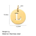 Stainless steel 18K gold plated round letter L pendant DIY jewelry accessory charm. - Hollow Letter L