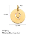 Stainless steel 18k gold round letter Q pendant DIY jewelry accessory with size specs - Hollow Letter Q