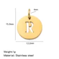 Stainless steel 18K gold plated round letter R cutout pendant DIY jewelry accessory - Hollow Letter R