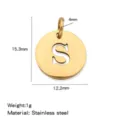 Stainless steel 18k gold tone letter S round cut-out pendant DIY jewelry accessory - Hollow Letter S