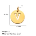 Stainless steel gold letter V pendant with precise dimensions and lightweight design for DIY jewelry. - Hollow Letter V