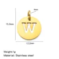 Stainless steel 18K gold plated hollow letter W round pendant DIY jewelry accessory - Hollow Letter W