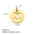 Stainless Steel 18K Gold Plated Hollow Letter X Round Pendant DIY Jewelry Accessory - Hollow Letter X