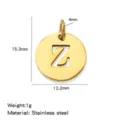 Stainless steel 18K gold color round letter Z pendant DIY jewelry accessory component wholesale - Hollow Letter Z