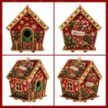 DIY Christmas birdhouse pearl art kit, red green sparkling holiday home decor ornament - Christmas Stocking Style