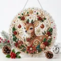 Navidad Ciervo Pintura Diamante Acrílico Colgante Adorno Vacaciones Hogar Decoración Regalo - Estilo N Reno (Con Paquete de Material DIY) / 25*25cm
