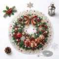 Guirnalda navideña de acrílico pintura de diamante colgante con lazo rojo y cristales - Estilo M Guirnalda de Navidad (Con Paquete de Material DIY) / 20*20cm