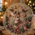 Navidad Ciervo Acrílico Pintura Diamante Colgante Colgante Fiesta Casa Interior Decoración - Estilo J Reno (Con Paquete de Material DIY) / 20*20cm