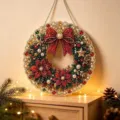 Adorno colgante de pintura de diamante de Navidad con lazo rojo y estrases festivos. - Estilo D Árbol de Navidad (Con Paquete de Material DIY) / 20*20cm