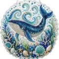 Colgante Colgante de Acrilico Pintura Diamante Ballena Azul Olas del Océano Conchas Estrás - Estilo V Ballena (Con Paquete de Material DIY) / 20*20cm