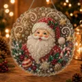 Colgante colgante de pintura de diamante acrílico de Navidad con cuentas brillante y Papá Noel. - Estilo Papá Noel (H) / 20*20CM (Con paquete de material DIY)