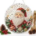 Colgante de acrílico de pintura de diamante de Navidad con diseño de Papá Noel para decoración - Estilo Papá Noel (P) / 20*20CM (Con paquete de material DIY)
