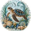 Colgante de pintura de diamante acrílico con diseño de tortuga marina y coral oceánico. - Estilo Tortuga del Océano (Z) / 20*20CM (Con paquete de material DIY)