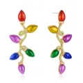 Christmas lightbulb dangle earrings, colorful alloy gold tone festive jewelry gift - Gold Vine Light Bulb Style