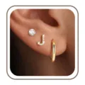 Gouden letter J en diamanten oorbellen set minimalistische sieraden voor dames mooi - Letter J Set