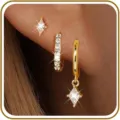 Stunning square crystal earring set minimalist geometric metal studs and hoops for women - Gold Square Rhinestone Geometric Style (Style 40)