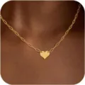 Collier pendentif cœur doré minimaliste chaîne trombone élégant bijou de mode tendance - Style Chaîne Trombone Étiquette Cœur (2026-05-N-5973-3) / Or
