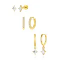Gold-plated square zirconia stud and hoop earring set, minimalist geometric jewelry. - Kite-Shaped Rhinestone Geometric Style (Style 14)