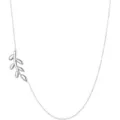 Elegant silver leaf branch necklace minimalist clavicle chain fashion jewelry for daily wear - Asymmetric Leaf Branch Pendant Style (2026-05-N-5746) / Steel