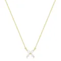 Gold-plated white zircon flower pendant necklace, minimalist clavicle chain for women gift. - Four-Petal Marquise Flower Pendant Style (2026-04-N-5690) / Gold