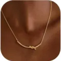 Gold Knot Necklace Minimalist Choker Elegant Curved Pendant Jewelry for Women Fashion Gift - Tube Cross Knot Pendant Style (2026-04-N-5661 Style 1) / Gold