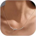 Silver knot clavicle chain necklace minimalist fashion pendant jewelry gift for women daily wear - Tube Cross Knot Pendant Style (2026-04-N-5661 Style 1) / Steel