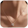Silver tone interlocking knot pendant clavicle chain, elegant copper fashion jewelry gift. - Stereo Interlocking Knot Pendant (2026-04-N-5661-2) / Silver