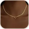 Gold tone curb chain necklace featuring a modern toggle clasp design for women fashion daily wear. - T-Buckle Thick Chain Style (2026-04-N-5653-4) / Gold