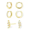 Gold Hoop Earrings Set Pave Cubic Zirconia Marquise Studs Fashion Jewelry Gift Ideas - Gold White Rhinestone Geometric Style (Style 35)