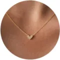 Gold-plated pavé cubic zirconia heart pendant necklace, elegant clavicle chain for women. - Micro-Pave Heart Pendant Style (5684-Style 1) / 18 inch / Gold