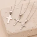 Ensemble de collier pendentif croix en argent, chaîne de clavicule minimaliste pour femmes. - Style Acier 1 (2026-02-N-5329)