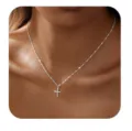 Silver cross pendant necklace with sparkling stones, stylish clavicle chain for daily wear. - Steel Style 2 (2026-01-N-5266) / Steel