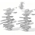 Orecchini pendenti argento in metallo astratto a strati, gioielli di modo moderni per le donne. - Stile 5 Argento (Set Orecchini)