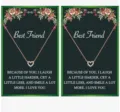 Collier pendentif cœur en or rose avec carte meilleure amie pour femme et fille bijou élégant. - Parure Collier Coeur 2 Pièces avec Carte (49886) / Or rose