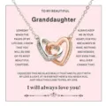 European and American cross-border interlocking heart necklace for women, stylish dual-ring design. - Heart-to-Heart Style (2026-02-N-5333) / Large Size / Steel