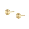 Zilveren geometrische stralende ronde oorknopjes, minimalistische sieraden voor dagelijks. - Rond 18K Goud (E6612)