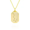 Gold-tone constellation pendant necklace featuring a chic octagonal tag with sparkling star stones. - Rectangular Constellation Style (2026-05-N-6007) / Gold